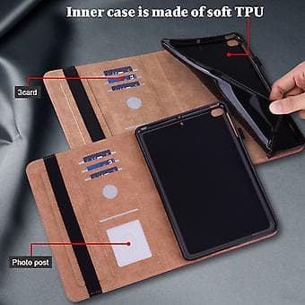 Stribet Læder Tablet Etui Til Xiaomi Redmi Pad SE (Rød)