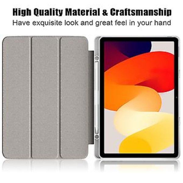3-Taitettava Yksivärinen Tablet-Kotelo Xiaomi Redmi Pad SE:lle (Harmaa)