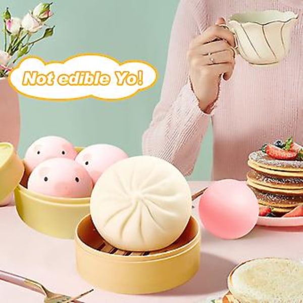 JUSCH Dumpling Stressboll Fidget Leksak, Dumpling Squishy Stressboll Ångad Fylld Bulle Klämma Stressavlastande Leksak, Degbollar Squishy Dumpling Fidg
