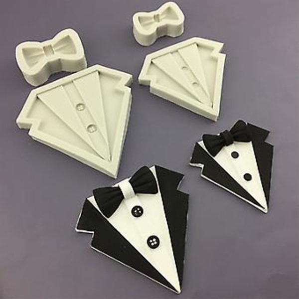 3D Jakkesæt Skjorte Sløjfe Silikoneform Fondant Kagekantforme Chokoladeform (Lille)