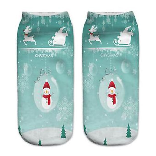 Unisex Julstrumpor Roliga Ankelstrumpor Jultomte Korta Strumpor Presenter (8 Par Jultomte Snögubbe)