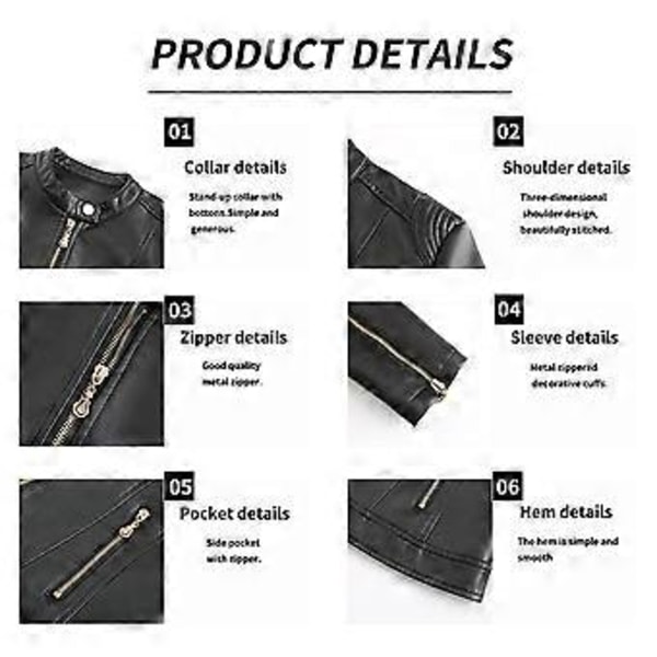 Trendy skinnjakke for kvinner, jakke med ståkrage, tynn skinnjakke for vår og høst (4XL Kaffe)
