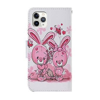 Värillinen Piirustusnahkakotelo iPhone 12 Pro Maxille (Söpö Jänis)