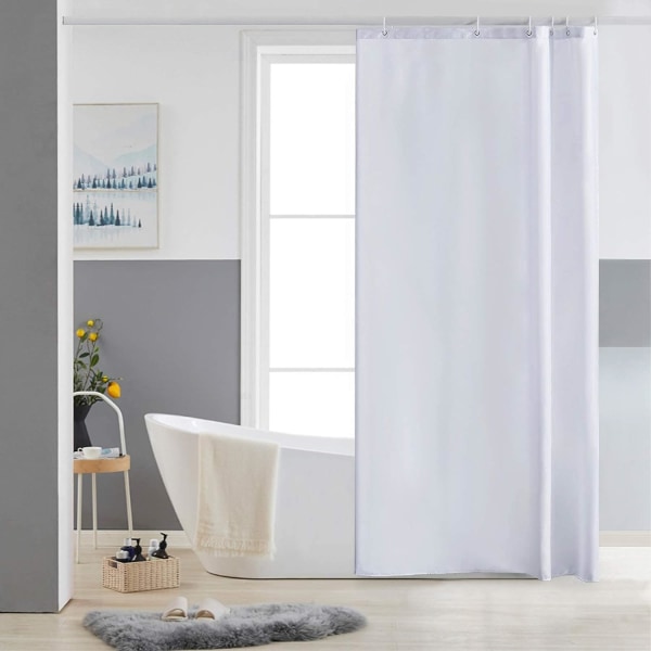 Shower Curtain,White(80x180cm),Anti-Mildew,Small,Polyester Fabric