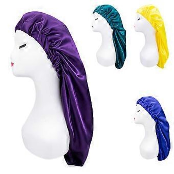 Elastisk fläckbonnet, andningsbar, multifunktionell, bred kant, långt hår, sovhattar, wrap-bonnet för kvinnor QinHai (Hudrosa1)