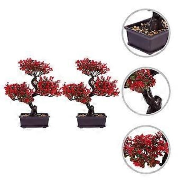 2 stk. Kunstige potteplanter Skrivebord Falske potteplanter Bonsai ornamenter