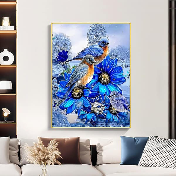 (30 × 40 cm) Pyöreä timanttimaalaussarja, 5D timanttimaalaussarja Blu