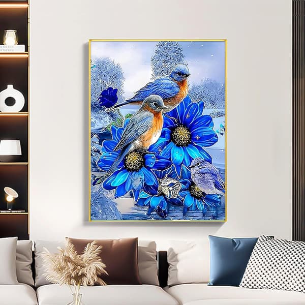 (30 × 40 cm) Runde Diamantkunst-sæt, 5D Diamantmaleri-sæt Blu