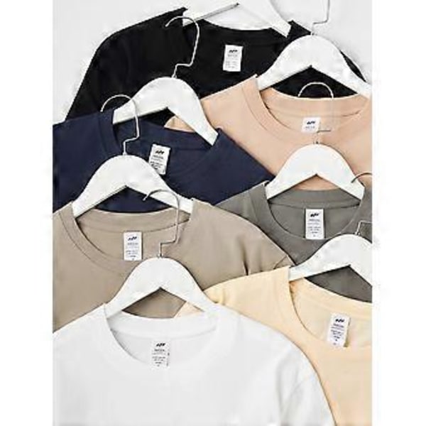 Bomulls T-shirts med Korta Ärmar för Män och Kvinnor, Rundhalsade Toppar, Underdelströjor, Disblå S-4XL(M )