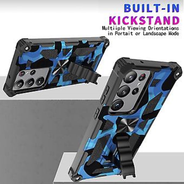 Kamuflage Armor Case til Samsung Galaxy S23 Ultra 5G (Mørkeblå)