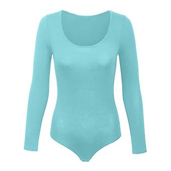 Dame Crew Neck Langermet Body, Dobbel Foret, Smørmyk, Essensiell Basic Topp (XL Himmelsblå)