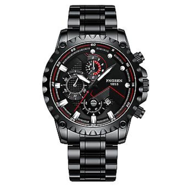 Vandtæt Herreur Klassisk Rustfrit Stål Quartz Selvlysende Luksus Armbåndsur (Sort)