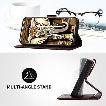 Elefant-preget PU-etui for Samsung Galaxy Z Fold5 5G (Kaffe)