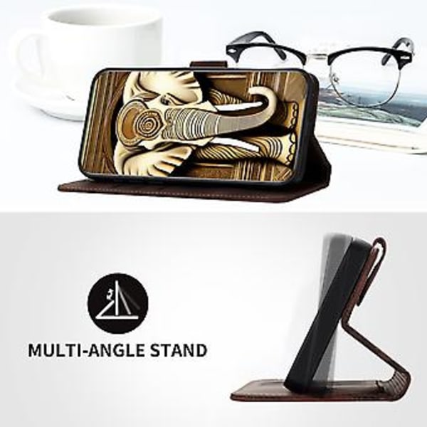 Elefantpräglad PU-fodral för Samsung Galaxy Z Fold5 5G (Kaffe)