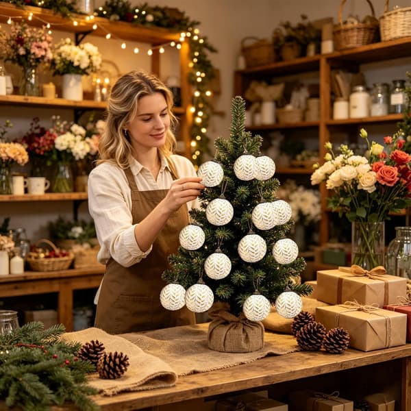 Sæt med 12 8 cm julekugler i vintage-stil, ophæng til julepynt—Go Gold