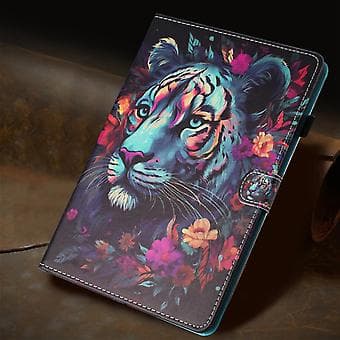 Målat Läderfodral för Samsung Galaxy Tab A 8.0 T350 (Tiger)