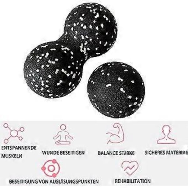 2 kpl hierontapallosetti, maapähkinä-duo hierontapallot, Duoball 8 cm & 16 cm, itsemyofasciaaliseen triggerpisteiden vapauttamiseen