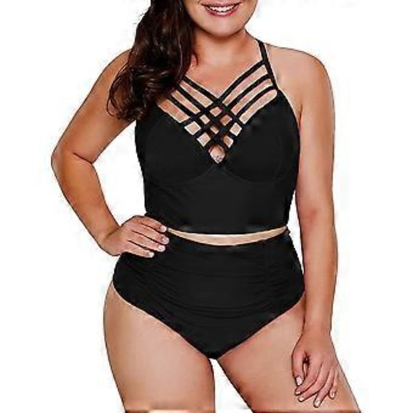 Dame Plus Size Badedragt Stroppy Høj Talje Bikini Badedragt M-.