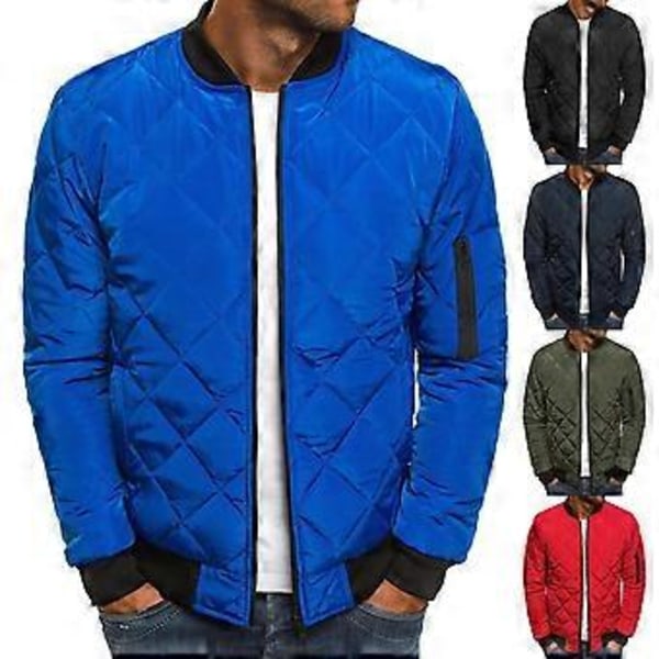 Fianao Solid Färgad Jacka Långärmad All-Match Zip Up Stå Krage Herrjacka för Kontor (XL Armégrön)