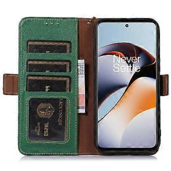 RFID Blokerende Telefonetui til OnePlus Nord 3 5G/Ace 2V, Ægte Ko-Læder Stativ Pung Cover