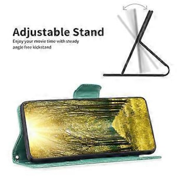 Fodral för Samsung Galaxy S24 Ultra med Fjärilsmönster, Stativ, Läderplånbok (Stil E)