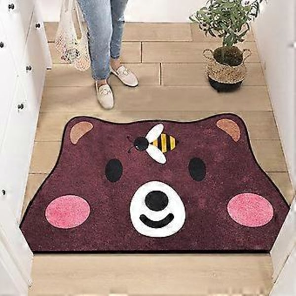 Golvmatta med tecknad katt, tvättbar halkfri dörrmatta med tecknat motiv för sovrum, rolig design