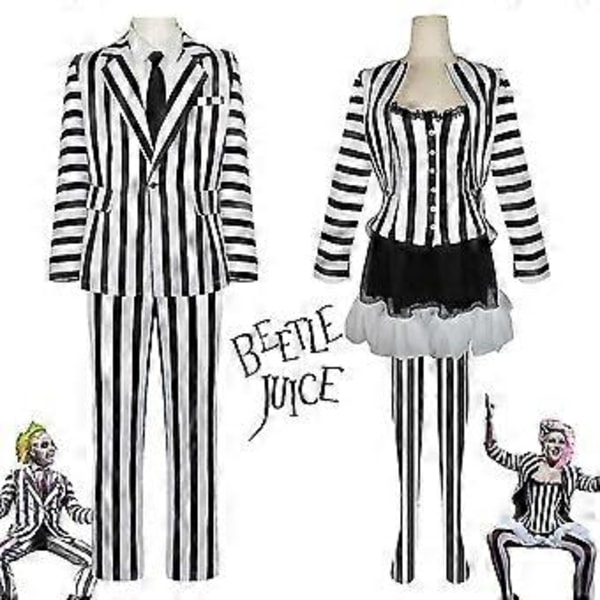 Beetlejuice 2 Vuxen Halloween Karneval Cosplay Kostymer (XL kvinna)