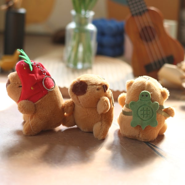 Net-red söt söt söt kapibara vattendelfin hänge plyschleksak docka väska charm nyckelring docka docka docka (3-pack)