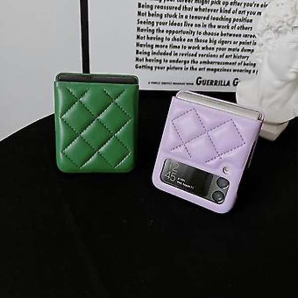 Rhombic Grid-fodral Kompatibelt med Samsung Galaxy Z Flip 4, PU-Läder Stötsäkert Skyddande Omslag