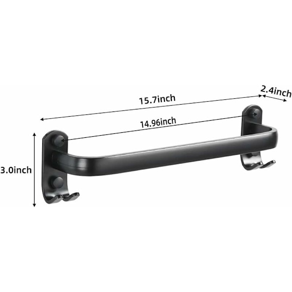 40cm håndklædestang til badeværelset - vægmonteret køkkenrulleholder - sort