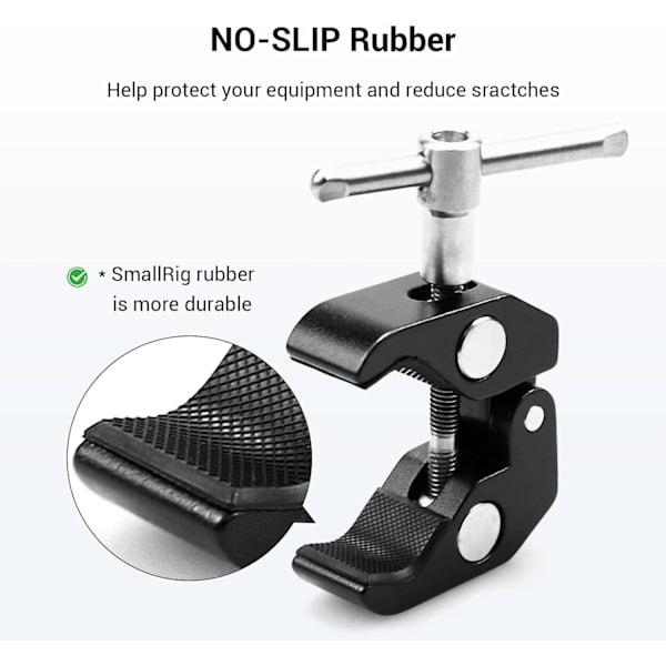 Super Clamp -pakkaus, 2 kpl, jalustajalkoihin, kameramonitoriin, LED-valoon