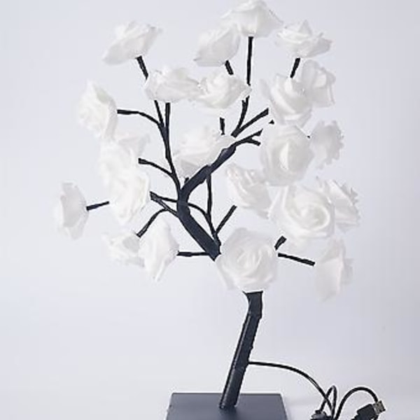 100% Ny, Rose Lampetræ, Lysende Rosebladstræ 24 Led Lampe, Perfekt som Pigeaftenslamper eller Dekorative Lamper til Stuen. (Lilla)