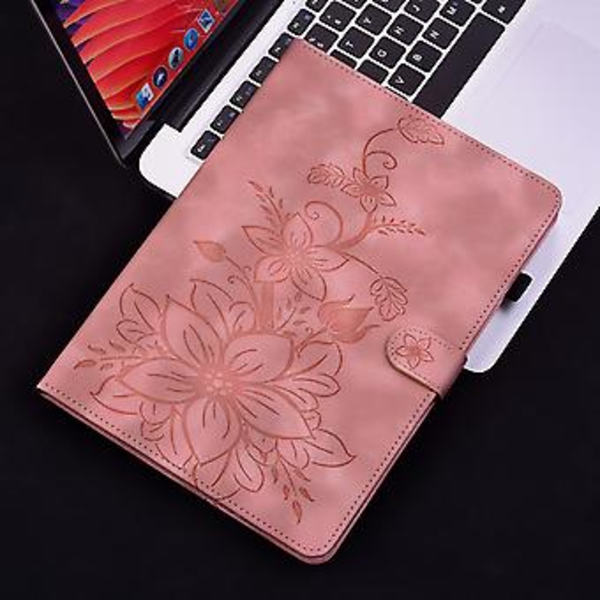 Präglad Läderfodral för iPad Air 13 2024 (Rosa)