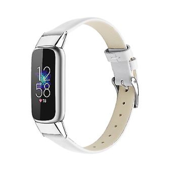 Lærreim for Fitbit Luxe S (Hvit)