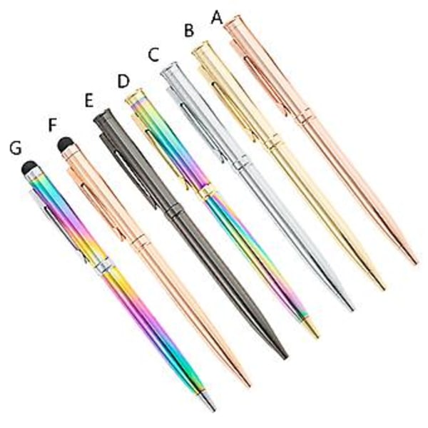 Ylellinen metallinen kuulakärkikynä 2-in-1 Stylus-kynä Kierrettävä kannettava täytettävä (hopeapinnoitus)