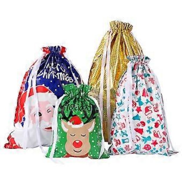Tinksky 30 stk. Julegaveposer med snøring Assorterte stiler Gaveinnpakning Julegodteposer til julefest Bryllup