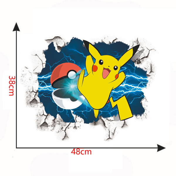 Blå dröm Pikachu 3D strid Tyrannosaurus barn sovrum väggdekal