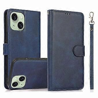 För iPhone 15 Plus PU-läder Plånboksställ Telefonfodral Avtagbart 2-i-1 Telefonfodral