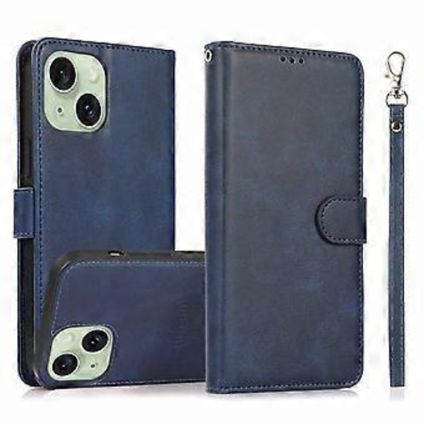 iPhone 15 Plus -puhelimen nahkakuori, lompakko ja teline, irrotettava 2-in-1 -kotelo