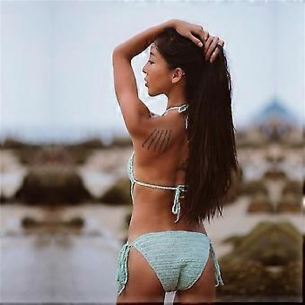 Dam Bikini Baddräkt Sexig Stickad Baddräkt i Ett Stycke Strand Baddräkt Flerfärgad Valfri (M Grön)