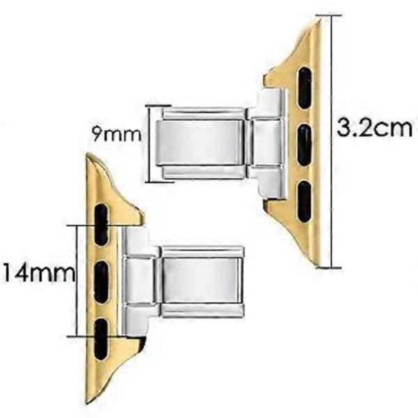 Rustfri stålconnector for Apple Watch, kompatibel med italiensk charm-armbånd (Gull 38-41)
