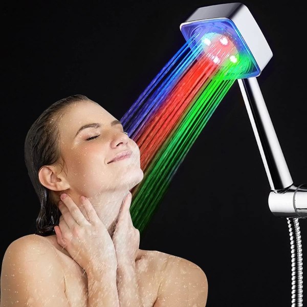 LED-duschhuvud, upplyst duschmunstycke, LED-handdusch med 7 växlande färger, duschhuvud, LED S