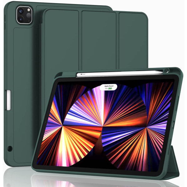 Mörkgrön kostym Nytt iPad Pro 11- case 2021 (3:e generationen) med Penc