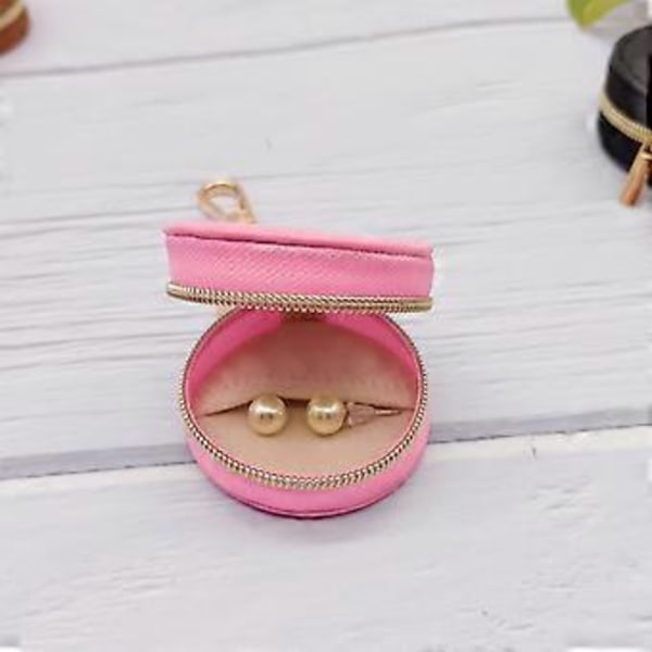 Resevänlig Smyckeshållare Nyckelring Smyckesorganisatörer med Smidig Dragkedja och Premium Mjukt Foder för Tillbehör Rosa (Rosa)