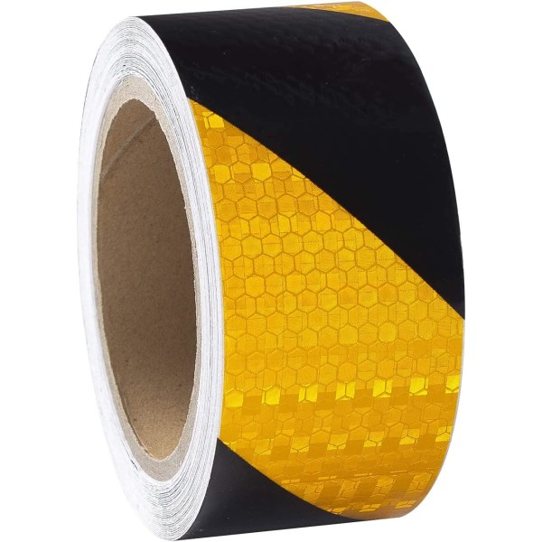 Gul og sort reflekterende tape - 10m x 5cm - Vandtæt - Advarsel