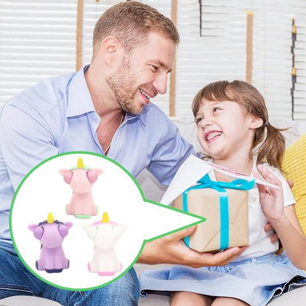 3 stk morsomme enhjørning klemme leketøy Squishy Squeeze leketøy med Pop Out Eyes