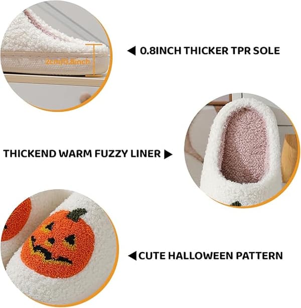 Unisex Halloween-hjemmesko, søde, plys, varme og bløde græskar-hjemmesko – størrelser 36–37 Sizes 36–37