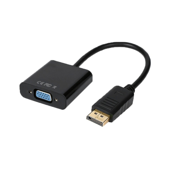 (Svart) DP till VGA-adapter, guldpläterad DisplayPort till VGA-omvandlare