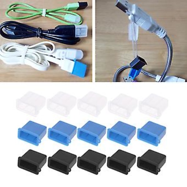 5 st USB Typ A Hane Anti-Damm Plugg Stopplock Skydd (Blå)