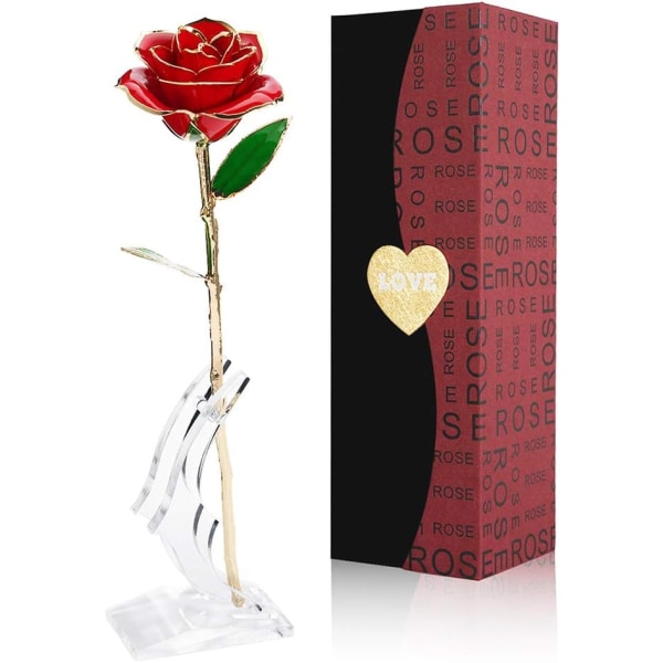 24K roséguldpläterad, elegant evig romantisk blomma med lyxpresentförpackning idealisk för flickvän